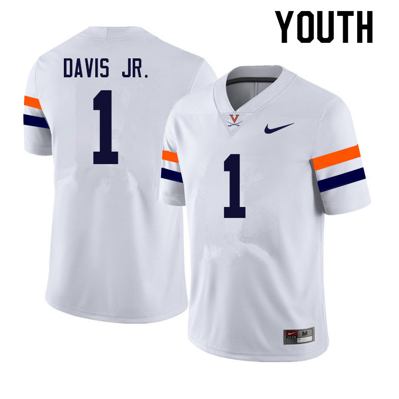 Youth #1 Lavel Davis Jr. Virginia Cavaliers College Football Jerseys Sale-White - Click Image to Close